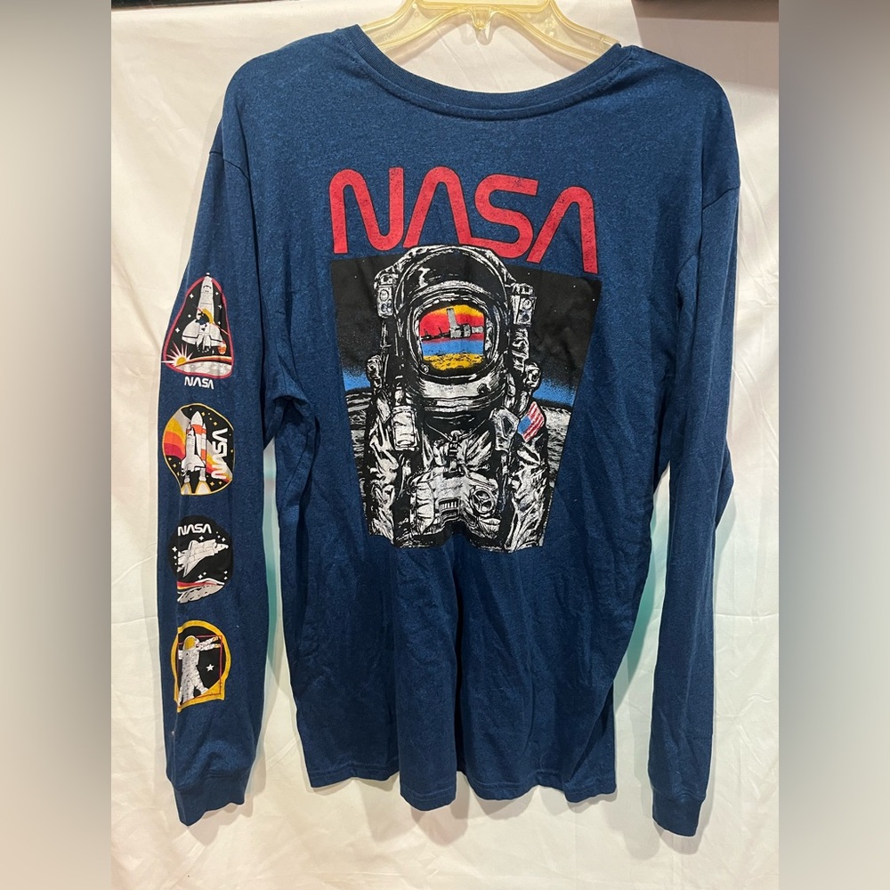 Fifth Sun Navy NASA Long Sleeve Tee with Multicolor Graphic